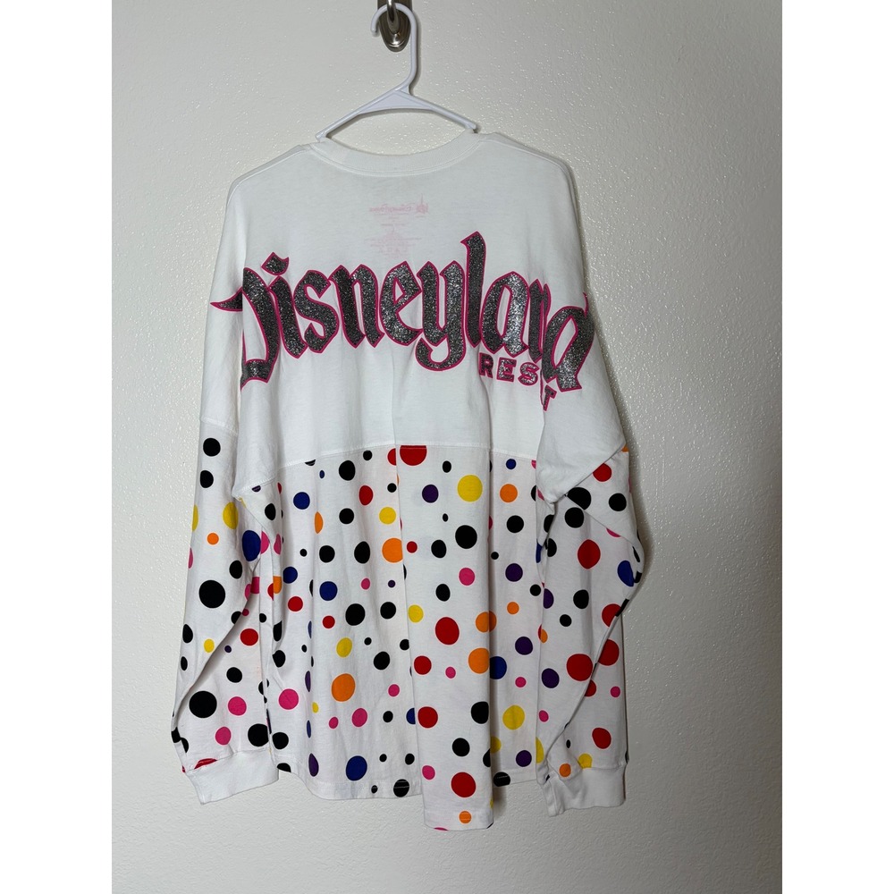 Disney‎ Parks Disneyland Spirit Jersey Polka Dot Minnie Mouse Pink Glitter Large